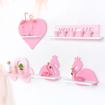 Factory Direct Sales Nordic Instagram Style Creative Wooden Wall Crown Shelf Girl Children's Room Wall Decoration