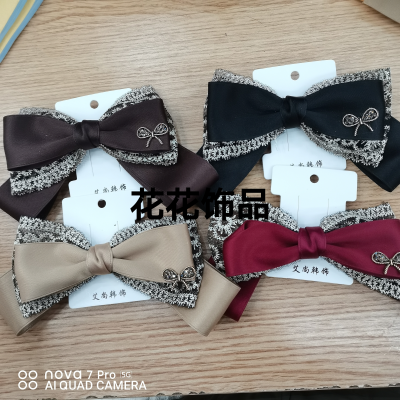 Japanese and Korean Sweet Hair Accessories Lace Big Bow Hairpin Side Clip Top Clip Ponytail Clip Spring Clip Beautiful Fairy Headwear