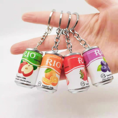 Creative Cocktail Cans Keychain Pendant Emulational Fruit Beverage Cans Key Chain Bag Ornament Gifts