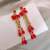 2023 New Year Celebration Chinese Style New Earrings Red Crystal Earrings Long Tassel Earrings Spring Earrings