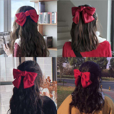 Douyin Online Influencer Same Style Big Bow Hairpin Spring Clip Back Head Hair Accessories Japanese and Korean Taobao One Piece Dropshipping Card