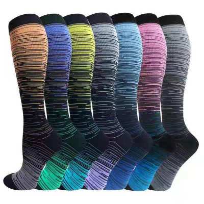 Spot Gradient Mixed Color New Pressure Male and Female Socks Mid-Calf Sports Nylon Socks Foreign Trade Cross-Border Hot Selling New
