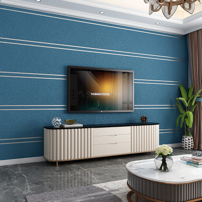 Nordic Plain Wide Striped Deerskin Velvet Wallpaper Bedroom Living Room Television Background Wall Non-Woven Wallpaper