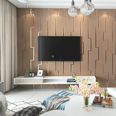 Lymandi Modern Chinese Deerskin Velvet Wallpaper Simple Bedroom Living Room Striped 3D TV Background Wall Wallpaper Wholesale