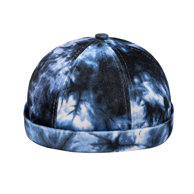 Spring, Autumn and Winter Men's and Women's Retro Tie-Dye Chinese Landlord Hat Dome Thermal Hip-Hop Street Skullcap Cross-Border Spot