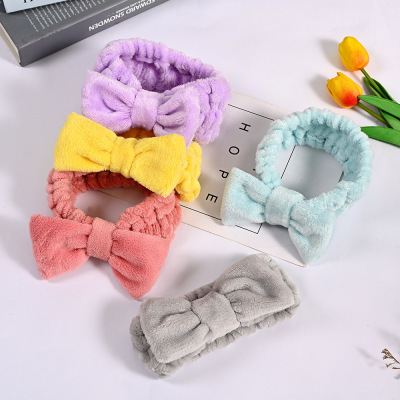 Fashion Plush Sports Bath Headband Bow Hair Band Plush Face Wash Makeup Hair Band Wholesale