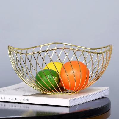 Nordic Instagram Style Iron Fruit Basket European Fruit Plate Snack Dried Fruit Storage Basket Light Luxury Electroplating Drain Basket