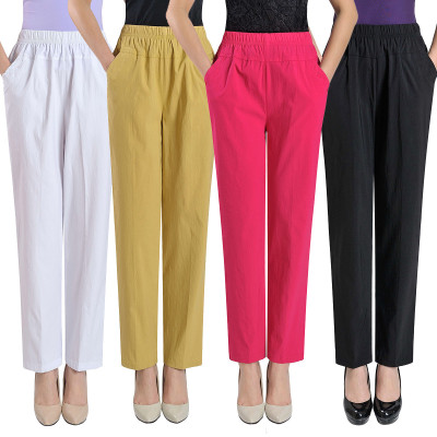 SOURCE Manufacturer Middle-Aged and Elderly Women's Pants 20 Summer New Mom Pants Thin High Waist Loose Casual Stretch Women's Pants