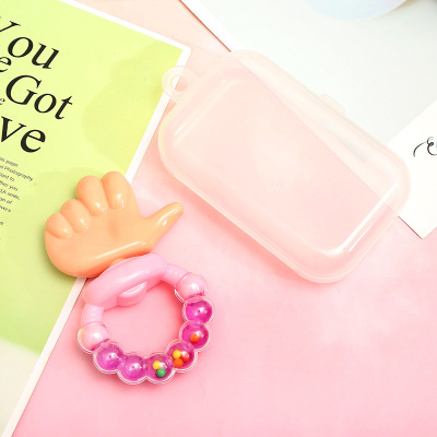 Baby Fruit Happy Bite Rattle Thumb Teether Two-Piece Set Finger Shape Pacifier Baby Ring Gnawing Hand