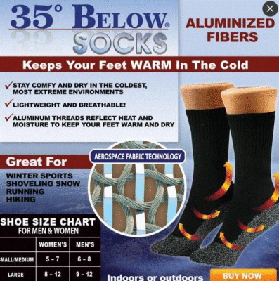Spring and Summer New 35 Degrees Heated Socks Warm Socks Foreign Trade Factory Direct Supply