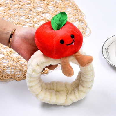 Cartoon Cute Pet Vegetable Fruit Red Apple Tomato Headband Female Makeup and Face Wash Hair Ring Headdress Korean Hair Hoop Hair Band