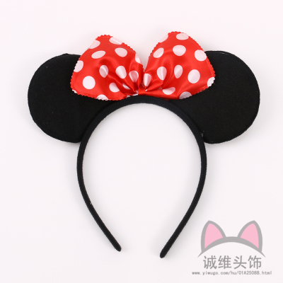 Christmas Children's Day Party Performance Black Ears Bow Hair Accessories Mickey Mouse Headband Headdress Mickey Headband