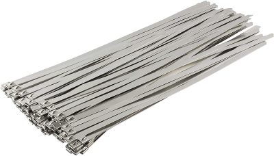 14-Inch Heavy-Duty Metal Zip Ties 350-Pound Strength Stainless Steel Cable Ties Smoke Exhausting Cover Garage Outdoor