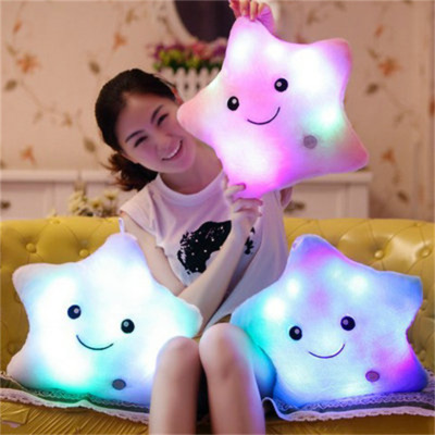 Glow Pillow Stars Heart Hand-Shaped Brush Will Light Plush Toy Doll Pillow Birthday Gift Colorful Music