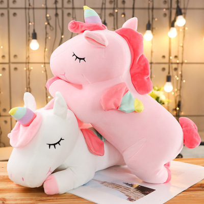 Plush Horse Lumbar Support Pillow Unicorn Throw Pillow Cute Doll Sleeping Doll Girl Baby Plush Toy Ragdoll