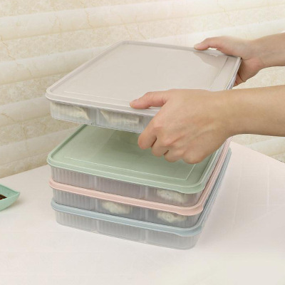 Large 21-Grid Refrigerator Dumpling Fresh Storage Finishing Box Kitchen Plastic Compartment Dumpling Tray Fresh-Keeping Box