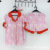 New Girl's Artificial Cotton Short-Sleeved Shorts Suit Open Buckle Cartoon Women's Summer Poplin Pajamas Homewear Suit