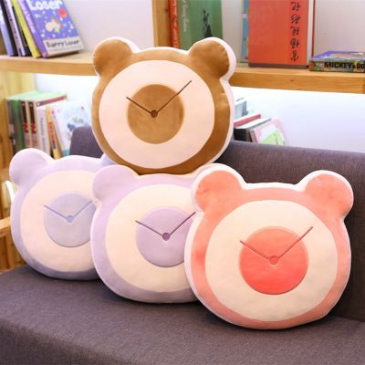 Cute Creative Clock Bear Soft Throw Pillow Plush Toy Cushion Doll Ragdoll Kindergarten Decoration Doll