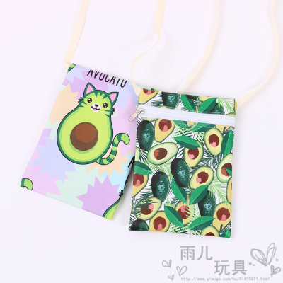 New Creative Children's Fruit Wallet Avocado Mobile Phone Bag Mini Accessories Phone Crossbody Zipper Small Bag