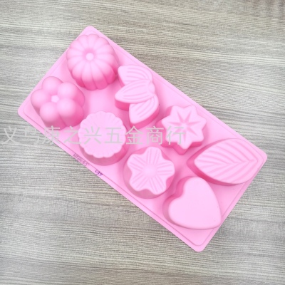 Silicone 8-Piece Different Flower-Shaped Cake Mold Chocolate Mold