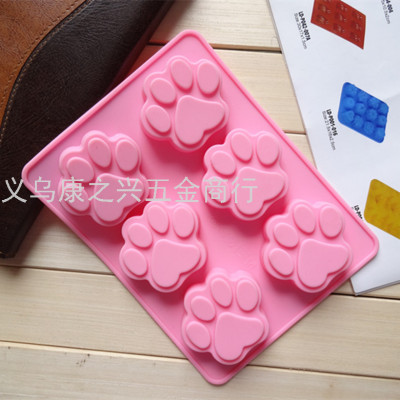 6-Piece Cat's Paw Footprints Silicone Cake Mold Handmade Soap Mold Chocolate Mold High Temperature Resistance