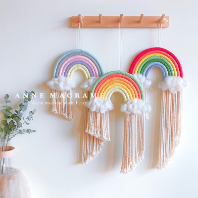 Ins Long Fringe Rainbow Hand-Woven Tapestry B & B Children's Room Decoration