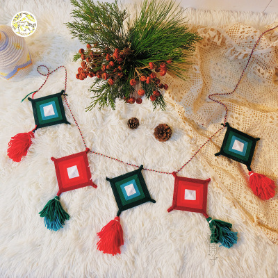 Christmas Mandara Flag Handmade Wool Winding Woven Parent-Child Group Building Handmade Activity Material Package Wall Hangings