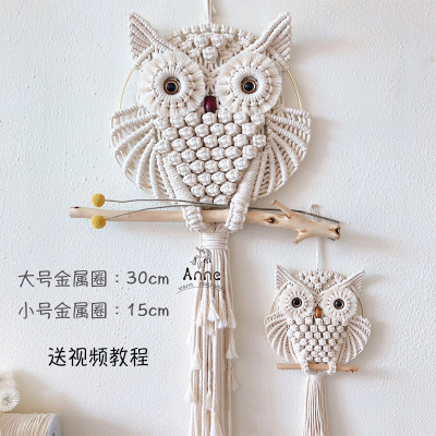 Enron Macrame Original Simulation Eye Owl Tapestry Handmade Woven Material Kit Ins Home Wall Decoration