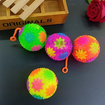 with Rope Luminous 7.5 SUNFLOWER Squeeze and Sound Elastic Ball Squeeze Children Flash Whistle Massage Ball Factory Wholesale