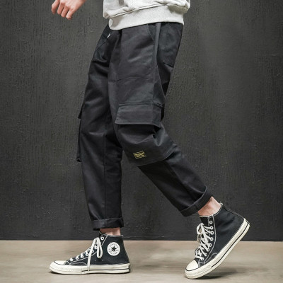 2021 Spring New Oversized Cargo Pants Straight-Leg Pants Dimensional Patch Pocket Handsome Men's Overalls