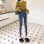 Spring and Autumn New Korean Style Ultra High Waist Show Thin Black Ankle-Length Pants Versatile Stretch Tight Light Blue Jeans for Women