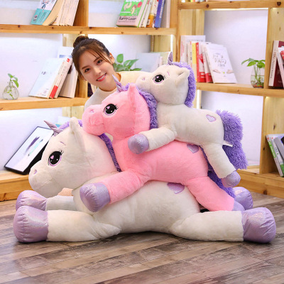 Cross-Border Hot Selling Lying Dream Unicorn Plush Doll Large Unicorn Horse Doll Baby Comfort to Sleep with Pillow