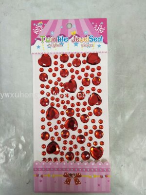New Plain Cartoon DIY round Love Heart Diamond Sticker Phone Stickers Acrylic Diamond Bumper Stickers Book Stickers