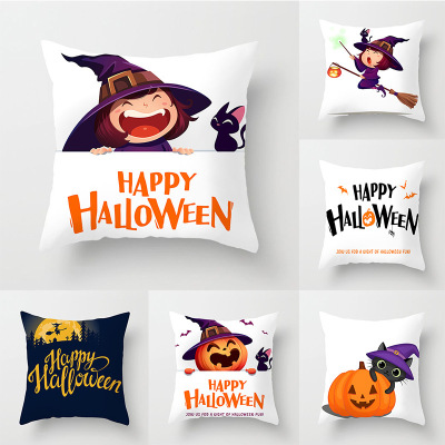 YL 100,000 Halloween Pumpkin Witch Series Pillow Cover Velvet Decorative Home Pillow Cushion Cover Customization