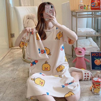 Pajamas Women's Summer Korean Pajamas Women's Summer Nightdress Short Sleeve Women's Summer Home Wear Suit Student Cute Large Size