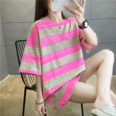 20 New Summer T-shirt Women's Short Sleeve Loose Korean Style Mid-Length Summer T-shirt Half Sleeve Top Clothes Ins Fashion
