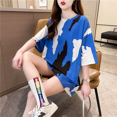 2021 New Internet Celebrity Ins Super Popular Short Sleeve T-shirt Women's Clothing Spring and Summer Trendy Couple Clothes plus Size Loose Top