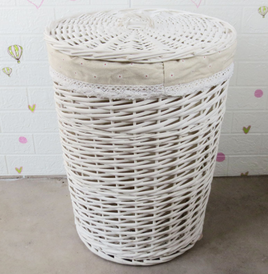 Round Dirty Clothes Basket Hotel with Lid Storage Basket Storage Bucket Rattan Laundry Basket