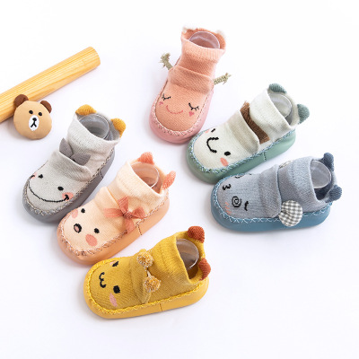 21 New Korean Style Infant Low-Top Toddler Shoes Non-Slip Children Baby Floor Socks Cartoon Accessories Leather Bottom Socks