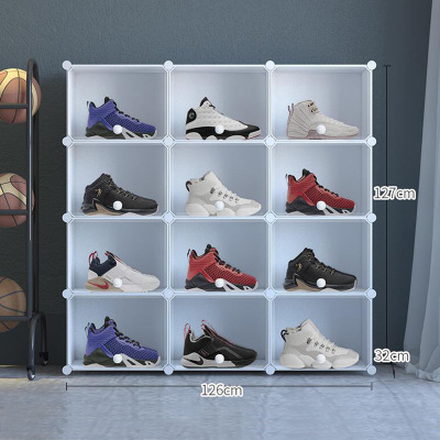 Air Jordan Sneakers Shoe Box Men's Basketball Shoes Transparent Door Shoe Cabinet Dormitory Storage Fantastic Multi-Function Drawer Shoe Rack Plastic