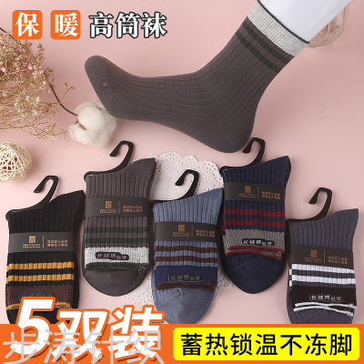 Autumn and Winter Cotton Socks Leisure Commute Mid-Calf Length Men's Socks Warm Sweat-Absorbent Thick High Waist Retro Cotton Socks Factory Wholesale