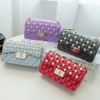 Summer New Heavy Industry Pearl Diamond Silicone Gel Bag Shoulder Crossbody Small Bag Mini Women's Bag