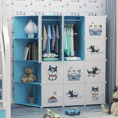 Wardrobe Simple Modern Economical Assembly Children Cartoon Plastic Wardrobe Baby and Infant Household Bedroom Locker