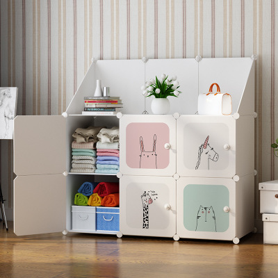 Cartoon Baby Assembled Storage Cabinet Children's Plastic Locker Small Fresh Rental Simple Wardrobe Factory Direct Sales