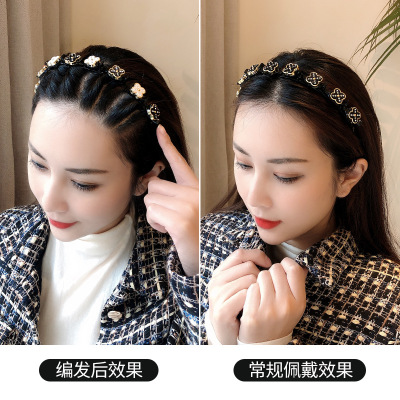 Four-Leaf Clover Headband Hair Braiding Artifact Lazy Headband Multi-Layer Hollow Bang Hairpin Korean Sweet Instafamous Ins