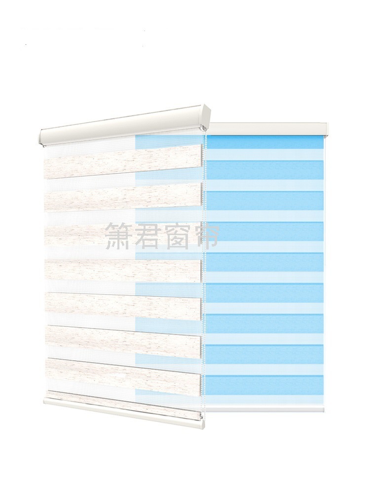 日夜帘办公室环保遮光免打孔柔纱帘 双层加厚厨房卫生间柔纱帘