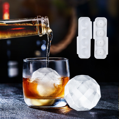 4-Grid round Ice Cube Mold with Lid Refrigerator round Whiskey Ice Tray Beer Refrigeration Four-Grid Ice Hockey Mold