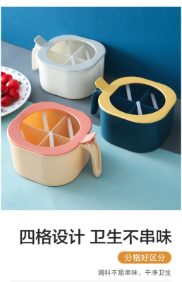 Name: Kashilong Four-Grid One Kitchen Seasoning Box
Color: Blue Yellow, Rice Flour, White Gray (Color