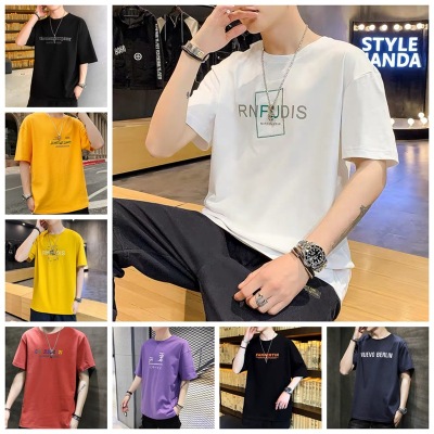 Summer New Oversized Men's WearT-shirt Korean Foreign Trade Men's Short Sleeve Cross-Border Wholesale 5 Yuan Stall Stock
