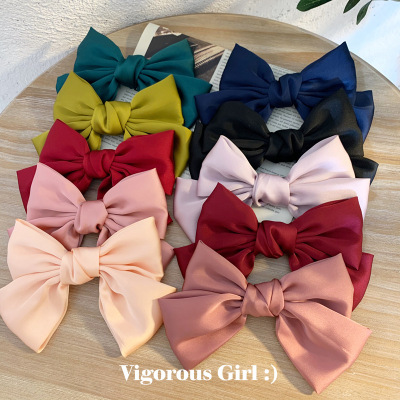 French Elegant Satin Big Bow Hairpin Korean Retro Temperament Head Clip Back Head Clip Hair Accessories